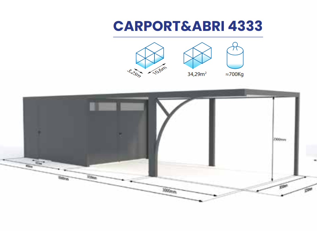 CARPORT & ABRI avec dégagement 4333